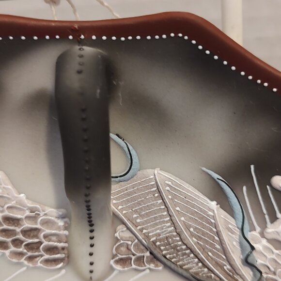 Moriage Embossed Blue Eyed Dragon Handled Nappy Plate RS Japan Porcelain Vintage - Picture 8 of 15